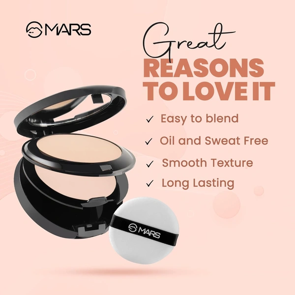 Mars Wonder 2-in-1 Compact with Mirror & Puff 16g Shade 03| Oil Control | Long-Lasting | Natural Finish Compact Powder