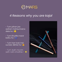 Mars MARS Won't Smudge Won't Budge Matte Kajal Pencil 1.4g Shade 07 DESERT DUST | Smooth Glide, Waterproof, Long-Stay Kajal | Bold Blue-Black Pigment | Smudge-Proof Eye Pencil
