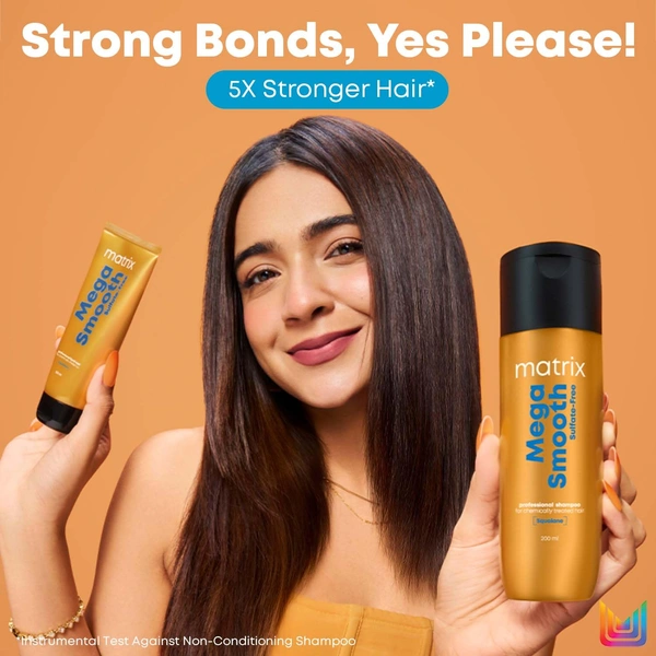 Matrix Mega Smooth Sulfate-Free Conditioner 198g | With Squalene & Bonding Blend | Gentle Care & Bond Repair | Smoothens & Protects Chemically Treated Hair