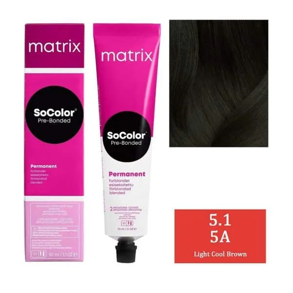Matrix SoColor Permanent Blended Hair Color Light Cool Brown 5A 90ML ...