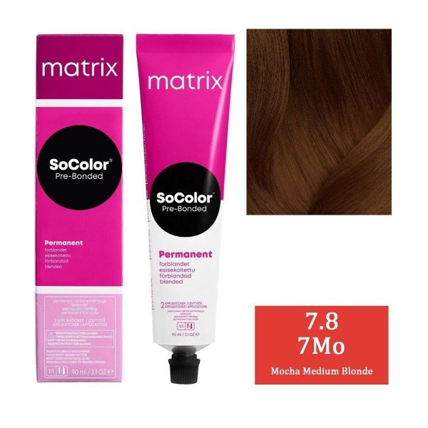 Matrix SoColor Hair Color 7Mo Color Mocha Medium Blond  90ML | Permanent Blended Hair Color | Rich Mocha Medium Blonde | Full Gray Coverage | Pre-Bonded Technology & Long-Lasting Color