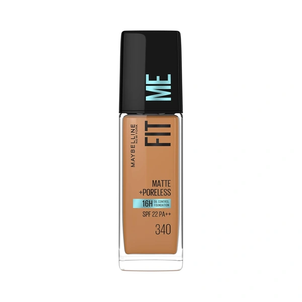 Maybelline New York Maybelline Fit Me Matte + Poreless Liquid Foundation 30ml Shade 340 Cappucino with SPF 22 PA++ | 16H Oil Control | Lightweight Daily Wear Foundation | Pore-Minimizing Matte Finish for Indian Skin