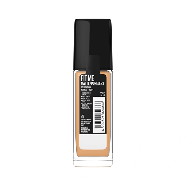 Maybelline New York Maybelline Fit Me Matte + Poreless Liquid Foundation 30ml 126 Light pecan SPF 22 PA++ | Lightweight Daily Wear, Pore-Minimizing, Natural Matte Finish | Perfect for Indian Skin