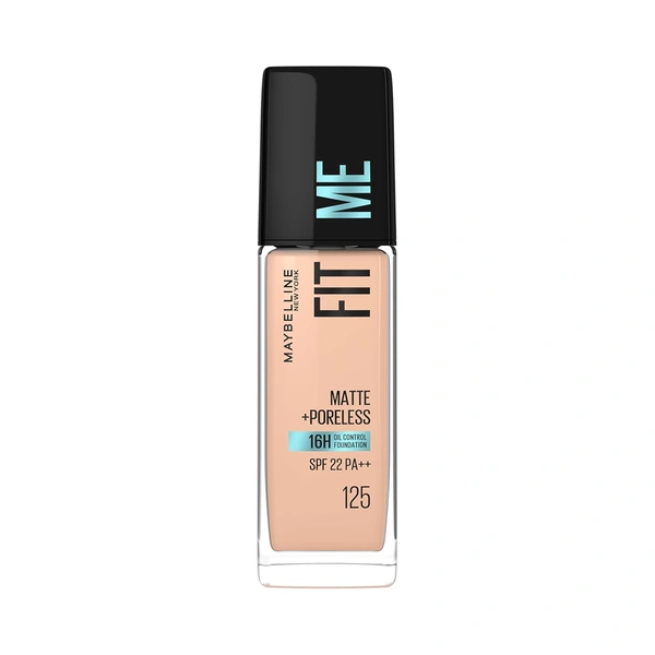 Maybelline New York Maybelline Fit Me Matte + Poreless Liquid Foundation 30ml 125 Nude Beige SPF 22 PA++ | Lightweight Daily Wear, Pore-Minimizing, Natural Matte Finish | Perfect for Indian Skin