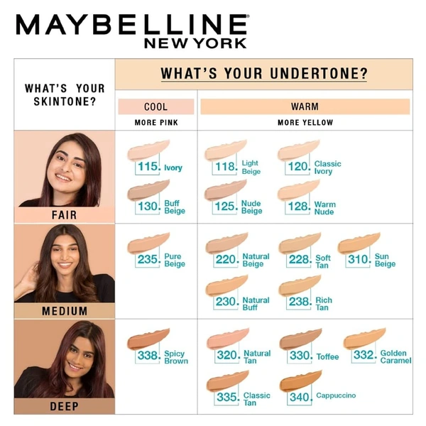 Maybelline New York Maybelline Fit Me Matte + Poreless Liquid Foundation 18ml 128 Warm Nude with SPF 22 PA++ | Lightweight Daily Wear, Pore-Minimizing, Natural Matte Finish | Perfect for Indian Skin