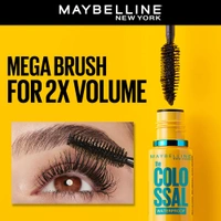 Maybelline New York Colossal Waterproof Mascara 10 ml | Volumizing & Lengthening Black Mascara | Smudge-Proof, Long-Wear | Mega Volume Brush for Bold | Dramatic Lashes