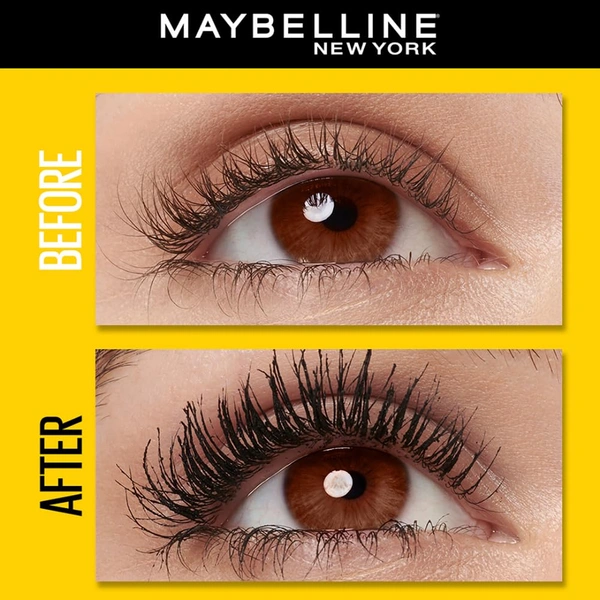 Maybelline New York Colossal Waterproof Mascara 10 ml | Volumizing & Lengthening Black Mascara | Smudge-Proof, Long-Wear | Mega Volume Brush for Bold | Dramatic Lashes