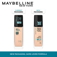 Maybelline New York Fit Me Matte + Poreless Liquid Foundation 30ml with SPF 22 | Shade 115 Ivory | Oil-Control, Lightweight, Long-Wear | Smooth Matte Finish, Perfect Base
