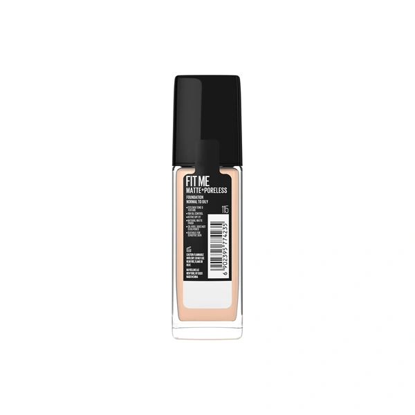 Maybelline New York Fit Me Matte + Poreless Liquid Foundation 30ml with SPF 22 | Shade 115 Ivory | Oil-Control, Lightweight, Long-Wear | Smooth Matte Finish, Perfect Base