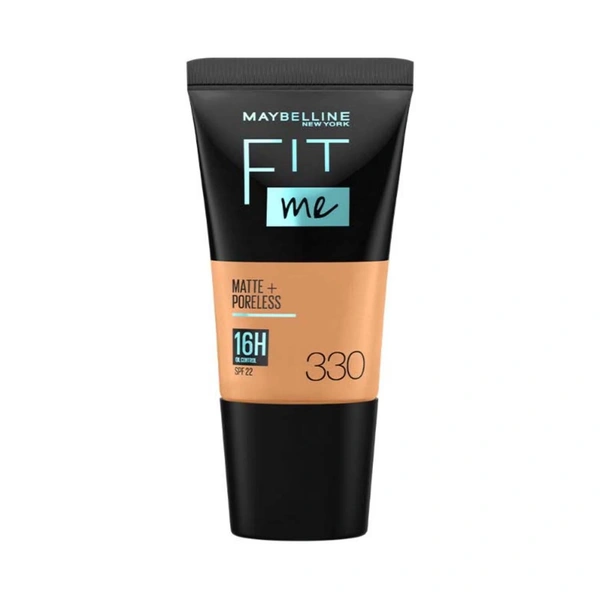 Maybelline New York Fit Me Matte + Poreless Liquid Foundation 18ml with SPF 22, PA++ | Shade 330 Toffee | Oil-Control, Lightweight, Long-Wear | Smooth Matte Finish, Perfect Base