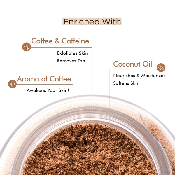 Mcaffeine Body Scrub Exfoliating Coffee Powder 100g| Tan Removal & Smooth Skin | With Coconut Oil | Removes Dirt & Dead Skin | For Neck, Knees, Elbows & Arms | Suitable for All Skin Types