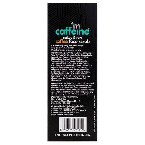 Mcaffeine MCaffeine Coffee Tan Removal Scrub (100g)| Exfoliating Face Scrub for Blackheads, Whiteheads & Dead Skin | With Caffeine & Walnut | Detan Scrub for Men & Women