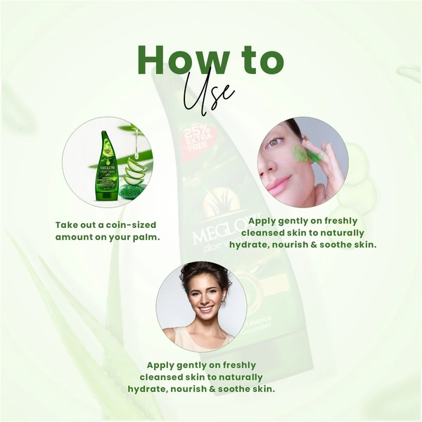 Meglow Aloe Vera Gel 125g for Face, Skin & Hair | Soothing, Hydrating & Refreshing Gel | Glowing Skin and Smooth Hair