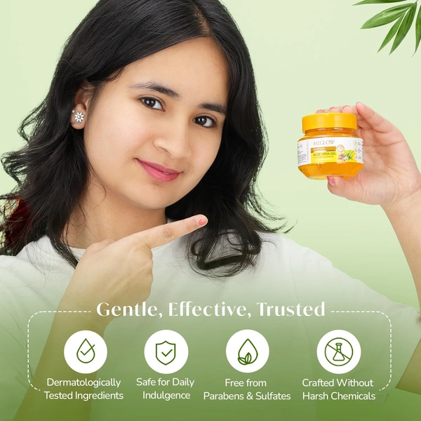 Meglow Nourishing Aloe Vera Gel 100g with Kesar Chandan | Pure Organic Aloe Vera Gel for Face | Ayurvedic Formula for Skin Nourishment & Glow