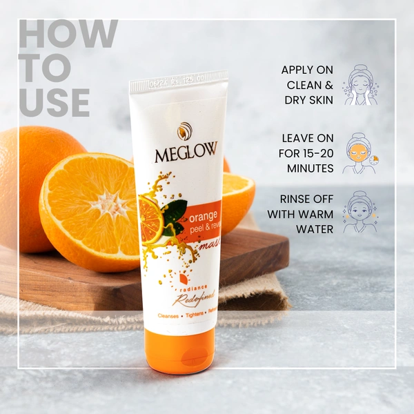 Meglow Orange Peel & Reveal Mask 70g | Bright & Glowing Skin | Deep Cleansing, Tan Removal & Skin Brightening Face Mask