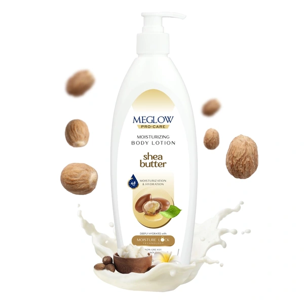 Meglow Pro-Care Moisturizer Body Lotion 500ml for Women & Men | Enriched with Shea Butter | Deep Hydration for Dry Skin with 48-Hour Moisture Lock
