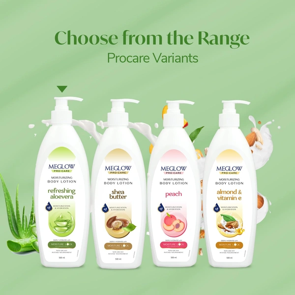 Meglow Pro-Care Moisturizing Body Lotion 500ml | Refreshing Aloe Vera Hydrating Moisturizer for Women & Men | Daily Moisture Care for All Skin Types