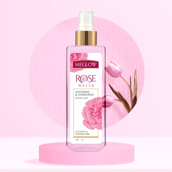 Meglow Rose Water Toner 100ml for Face - Alcohol & Paraben-Free | Hydrating & Soothing | Refreshing Facial Toner | All Skin Types, Tightens Pores & Brightens Skin