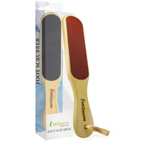 Midazzle Double Sided Wooden Foot File Scrubber - MIFF5201 | Dead Skin & Callus Remover | Pedicure Tool with Comfortable Wooden Handle | Soft, Smooth Feet Care