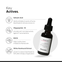 Minimalist 2% Salicylic Acid Face Serum 30 ml with Oligopeptide-10, EGCG & Horehound Extract | Controls Oil, Reduces Acne, Blackheads & Pimples | For Acne-Prone Skin