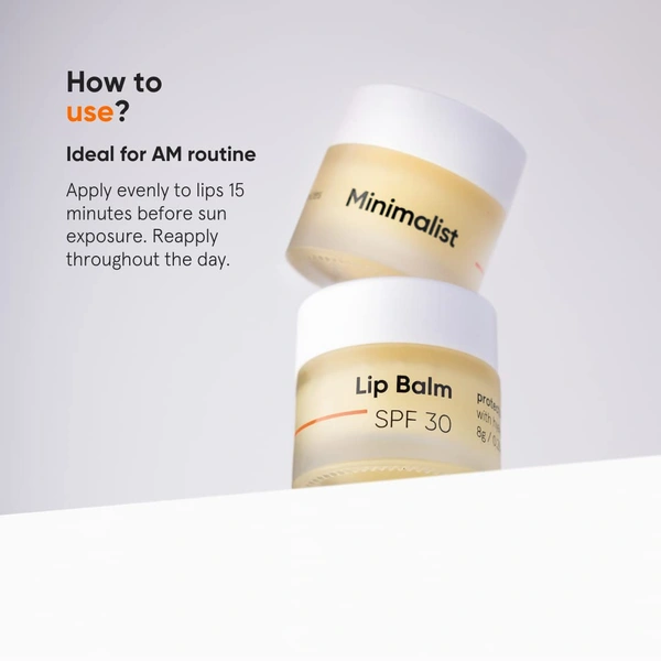 Minimalist SPF 30 Lip Balm 8g | With Ceramides & Hyaluronic Acid | Broad Spectrum Lip Protection & Deep Nourishment | Non-Sticky, Hydrating Lip Care for Women & Men