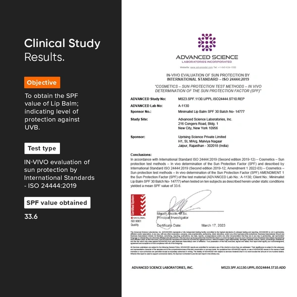 Minimalist SPF 30 Lip Balm 8g | With Ceramides & Hyaluronic Acid | Broad Spectrum Lip Protection & Deep Nourishment | Non-Sticky, Hydrating Lip Care for Women & Men