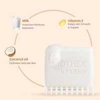 Mother Sparsh Milky Mineral Baby Bathing Soap 75g| Gentle & Nourishing Baby Soap with Milk Protein & Coconut Oil | Dermatologically Tested, Non-Toxic & Hypoallergenic