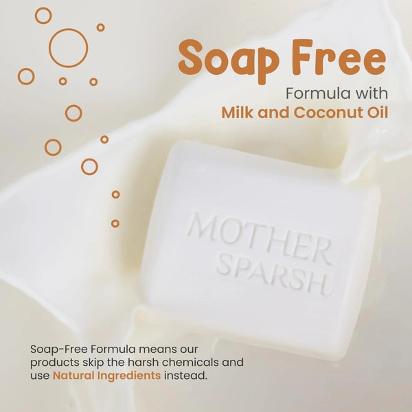 Mother Sparsh Milky Mineral Baby Bathing Soap 75g| Gentle & Nourishing Baby Soap with Milk Protein & Coconut Oil | Dermatologically Tested, Non-Toxic & Hypoallergenic