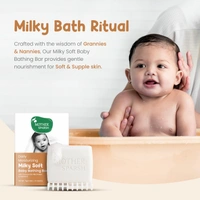 Mother Sparsh Milky Mineral Baby Bathing Soap 75g| Gentle & Nourishing Baby Soap with Milk Protein & Coconut Oil | Dermatologically Tested, Non-Toxic & Hypoallergenic