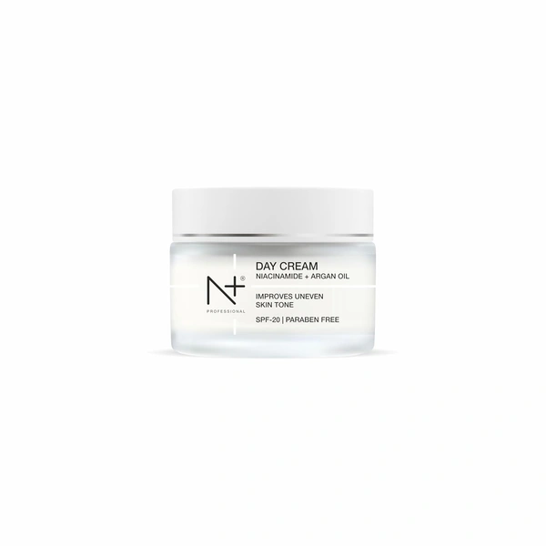 N Plus N + Professional Day Cream 50g | With Niacinamide and Argan Oil | Improves Uneven Skin Tone | With SPF 20 | Paraben Free | Hydrating Face Moisturizer | Smooth & Shiny Skin | Sun Protection Cream