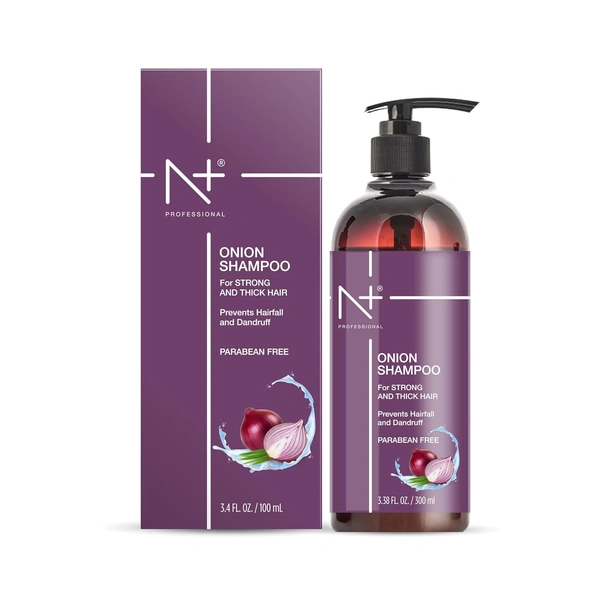 N + Professional Onion Shampoo 300ml | For Strong & Thick Hair | Hairfall & Dandruff Control | Paraben Free | Healthy , Soft & Shiny Hair | for All Hair Types