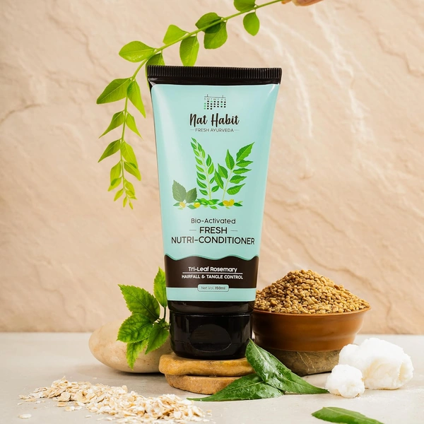 Nat Habit Rosemary Conditioner 150ml | Hair Fall Control & Nourishment | Bio-Activated with Argan Oil | Moisturizing Conditioner for Curly, Dry, Frizzy & Oily Scalp | Unisex