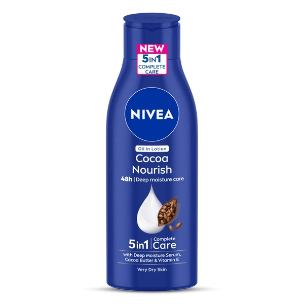 Nivea Cocoa Nourish Body Lotion - 200ml | Deep Moisture Serum | 48-Hour Hydration | Cocoa Butter & Coconut Oil | Non-Greasy Formula for Very Dry Skin