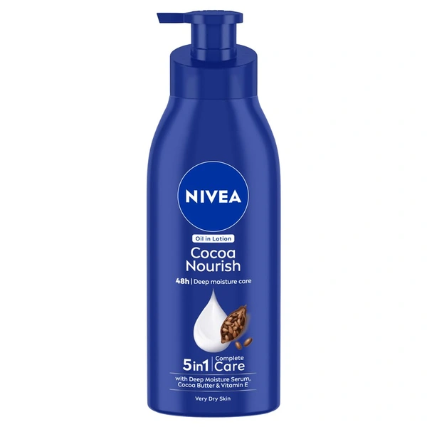 Nivea Cocoa Nourish Body Lotion - 400ml | Deep Moisture Serum | 48-Hour Hydration | Cocoa Butter & Coconut Oil | Non-Greasy Formula for Very Dry Skin