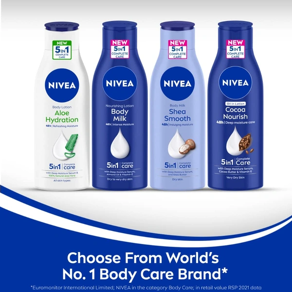 Nivea Nourishing Body Milk 200ml | 48-Hour Moisturization | Infused with 2X Almond Oil | Deep Care for Very Dry Skin | Smooth & Healthy-Looking Skin