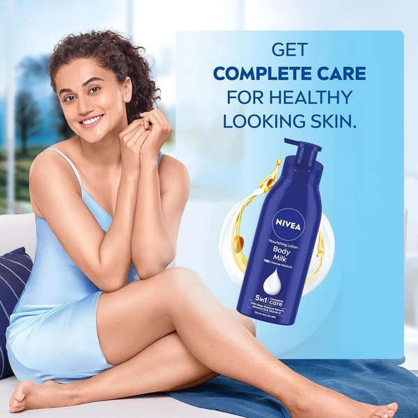 Nivea Nourishing Body Milk 400ml | 48-Hour Moisturization | Infused with 2X Almond Oil | Deep Care for Very Dry Skin | Smooth & Healthy-Looking Skin