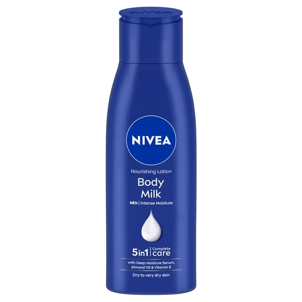 Nivea Nourishing Body Milk 75ml | 48-Hour Moisturization | Infused with 2X Almond Oil | Deep Care for Very Dry Skin | Smooth & Healthy-Looking Skin