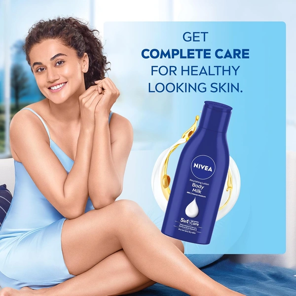 Nivea Nourishing Body Milk 75ml | 48-Hour Moisturization | Infused with 2X Almond Oil | Deep Care for Very Dry Skin | Smooth & Healthy-Looking Skin