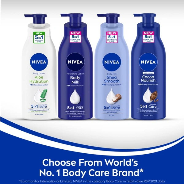 Nivea Shea Smooth Body Lotion 400ml| with Deep Moisture Serum | Body Milk Shea Smooth With Deep Moisture Serum & Shea Butter | 48h Deep Moisture Care | Smooth, Soft Skin All Day | Non Greasy & Healthy Looking Skin | Deep Nourishment for Dry Skin |