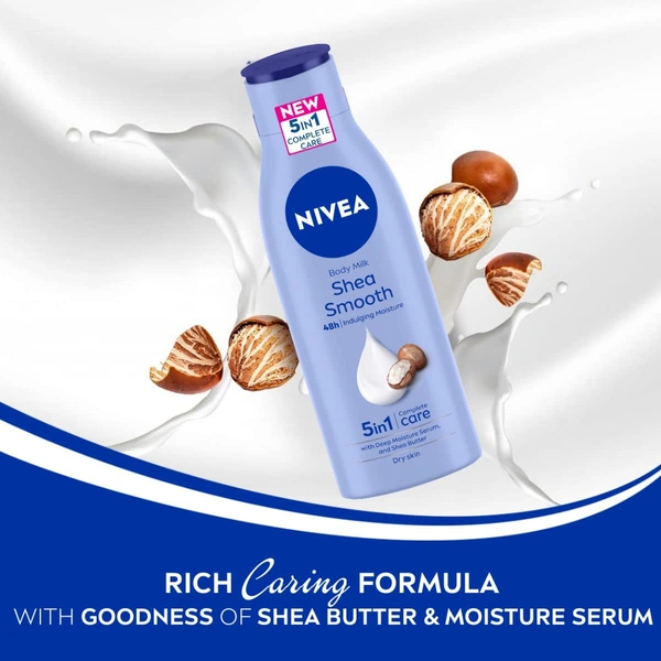 Nivea Shea Smooth Body Lotion 75ml | 48-Hour Hydration | Enriched with Deep Moisture Serum & Shea Butter | Non-Greasy Formula for Healthy, Radiant Skin