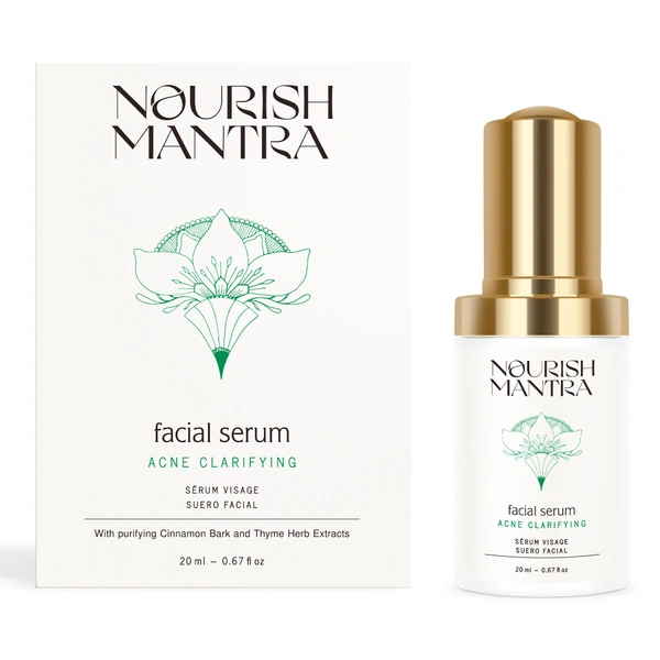 Nourish Mantra Acne Clarifying Serum 20ml | Anti-Acne Serum with Salicylic Acid | Niacinamide & Herbal Extracts | Controls Oil, Clears Blemishes & Soothes Skin