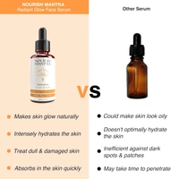 Nourish Mantra Facial Serum Glow with Vitamin C 30ml| Brightening & Hydrating Serum for Radiant Skin | Fades Dark Spots, Boosts Glow & Collagen | All Skin Types