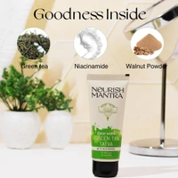 Nourish Mantra Green Tea Tatva Face Wash 50ml | With Green Tea, Walnut Powder & Niacinamide | 2-in-1 Exfoliating Cleanser | Oil Control | Sulfate & Paraben Free