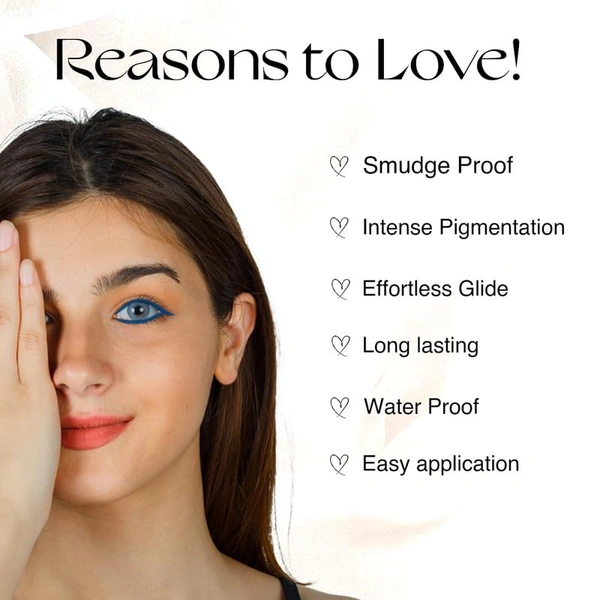 Nourish Mantra Jet Gaze Kajal Urban Rani-Blue (0.35g) | Enriched with Almond Oil, Argan Oil & Vitamin E | Intense Pigmentation | Smudge-Proof | Waterproof | Long-Lasting