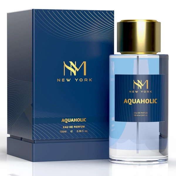 Nourish Mantra NM New York Aquaholic Eau de Parfum 100ml| Unisex Fresh Aquatic & Woody Fragrance | Long-Lasting Luxury Perfume