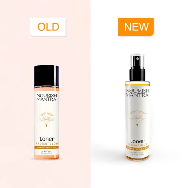 Nourish Mantra Radiant Glow Toner 150ml | Vitamin C, Glycolic Acid & Vitamin B5 | Brightens Skin, Minimizes Pores & Hydrates | Suitable for All Skin Types