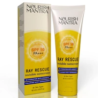 Nourish Mantra Ray Rescue Invisible Sunscreen SPF 50 PA+++ 60ml | With Hyaluronic Acid & Aloe Vera | Ashwagandha & No White Cast | Hydrating & Lightweight
