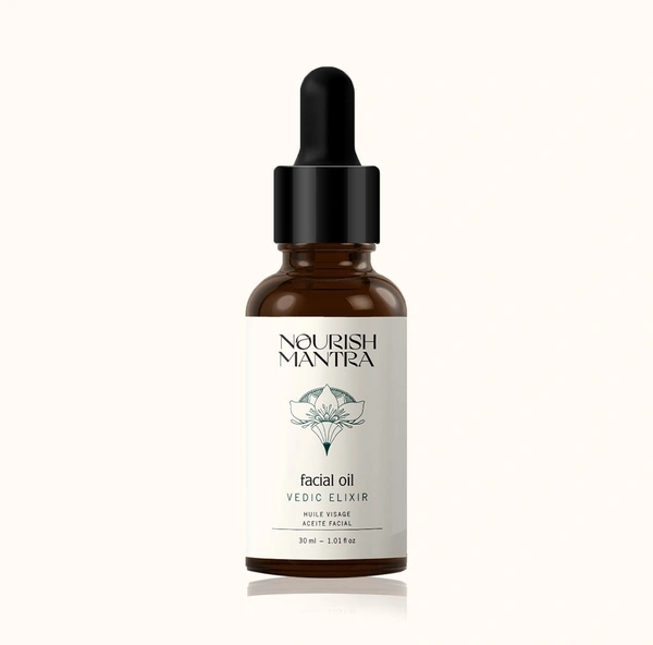 Nourish Mantra Vedic Elixir Facial Oil 30ml | 8-in-1 Botanical Blend | Reduces Pigmentation | Fine Lines & Dark Spots | For Glowing, Hydrated & Youthful Skin