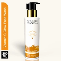 Nourish Mantra Vitamin C Glow Face Wash 200ml | With Aloe Vera & Vitamin E | Brightens & Hydrates | Gentle Daily Cleanser | Paraben-Free | Suitable for All Skin Types