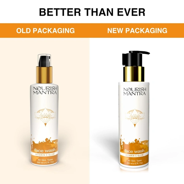 Nourish Mantra Vitamin C Glow Face Wash 200ml | With Aloe Vera & Vitamin E | Brightens & Hydrates | Gentle Daily Cleanser | Paraben-Free | Suitable for All Skin Types